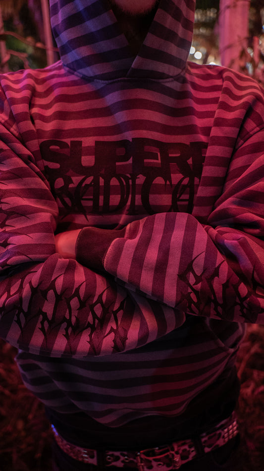 LOGO HOODIE (GREY STRIPES)