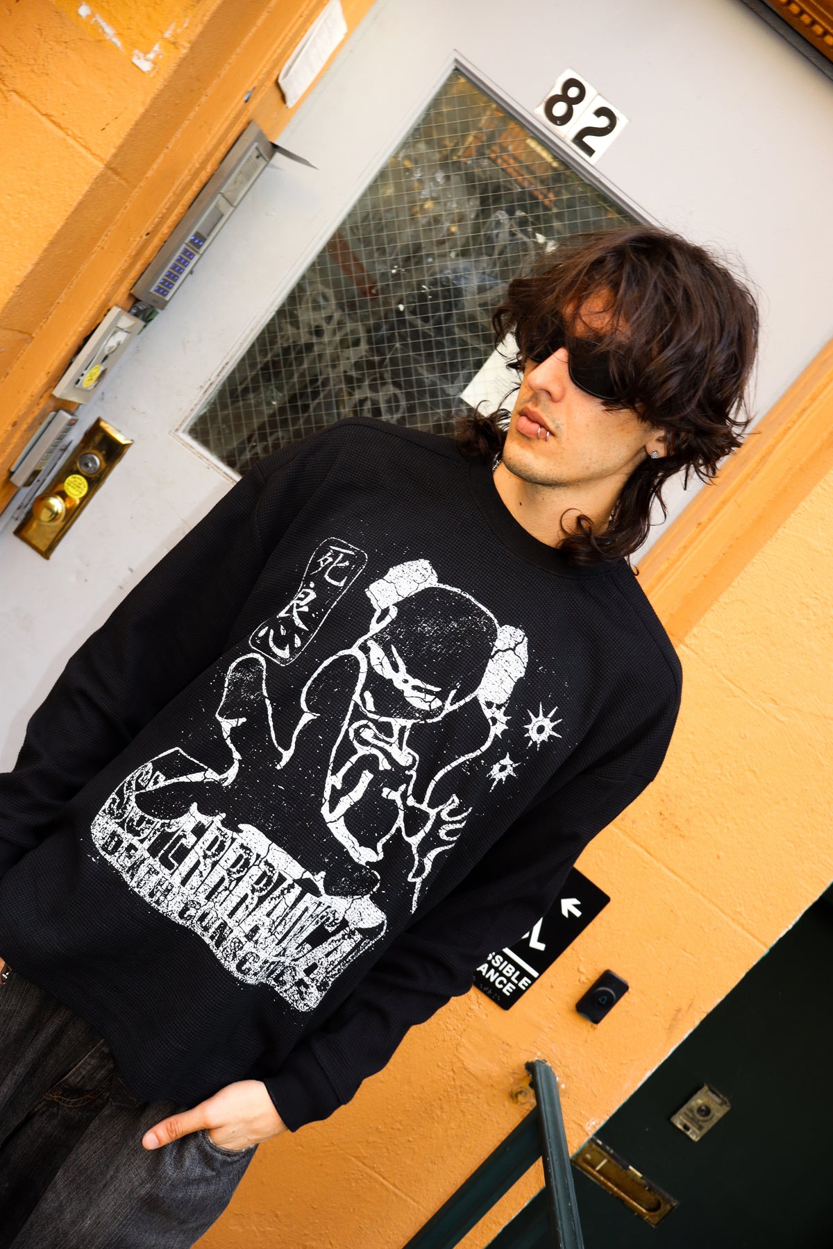 'DEATH CONSCIENCE' WAFFLE LONGSLEEVE