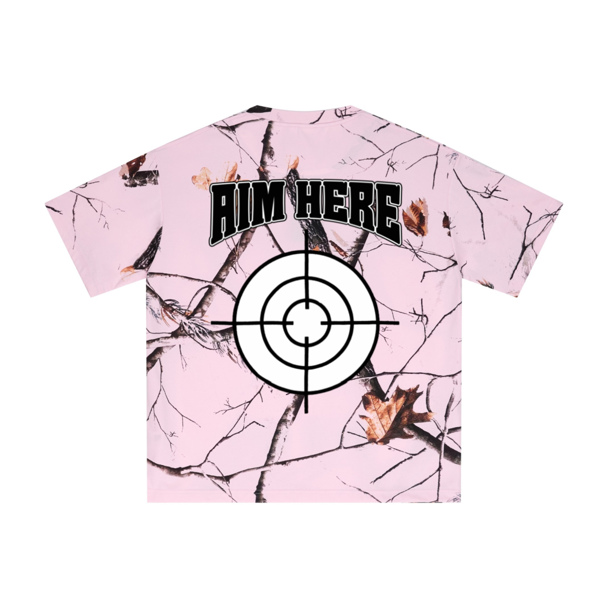 240GSM Unisex Relaxed Fit Tree Leaf Heat-Transfer T-shirt Light Pink