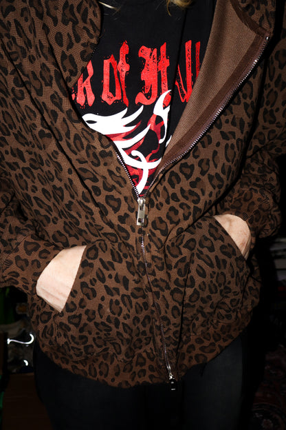 CHEETAH PRINT WAFFLE HOODIE