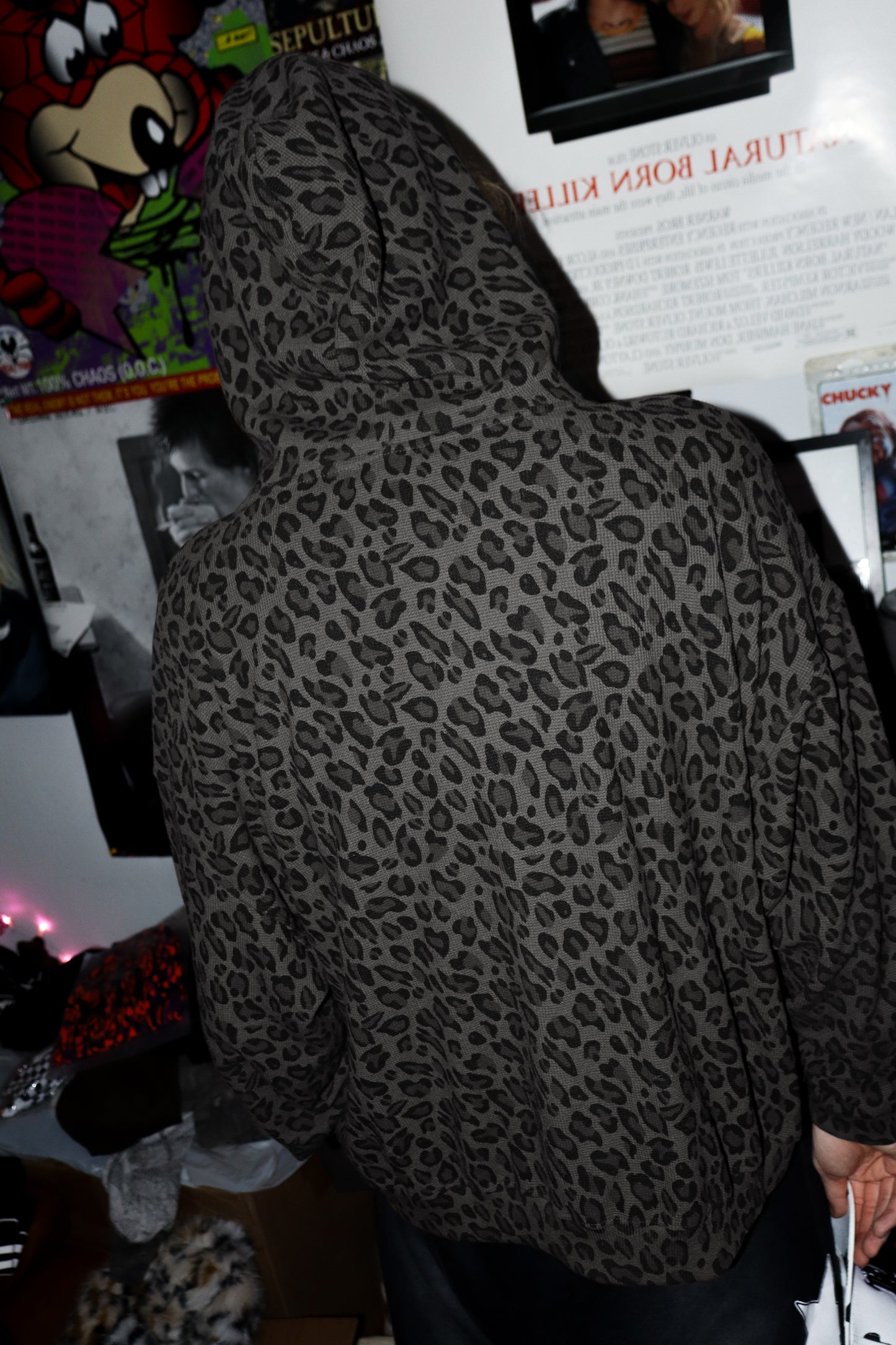 CHEETAH PRINT WAFFLE HOODIE